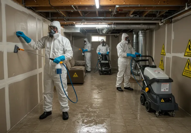 Basement Moisture Removal and Structural Drying process in Laurel Hill, NC